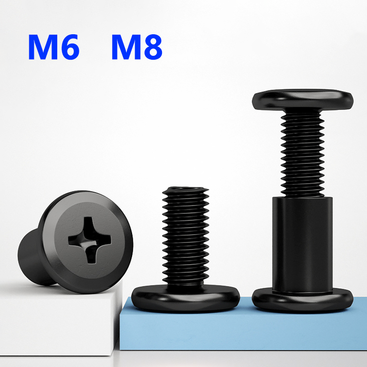 Furniture Hardware Barrel Nut - Sekrup Chicago Baja Karbon Hitam M6