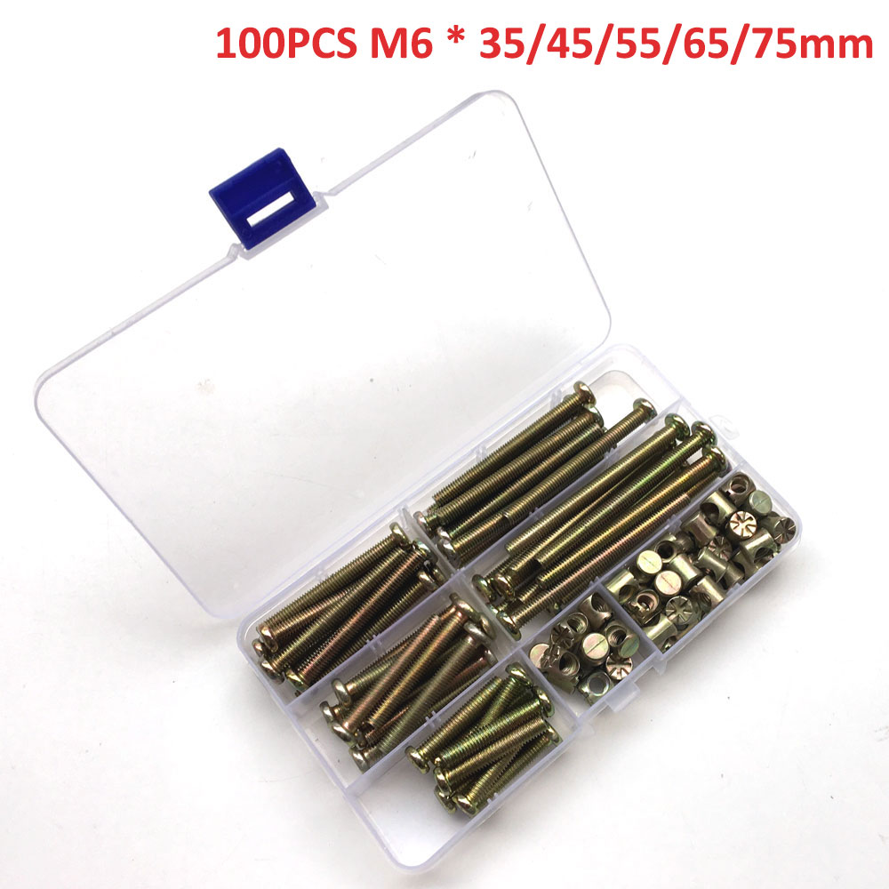 100 buah M6 barel Dowel mur pe - Furniture Hardware Barrel Nut ulasan dan harga